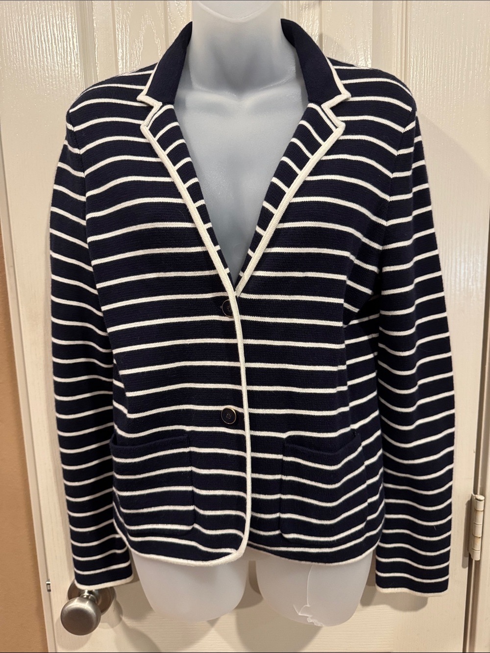 Talbots (Petite) Striped Cardigan Sweater. Sz Medium Petite